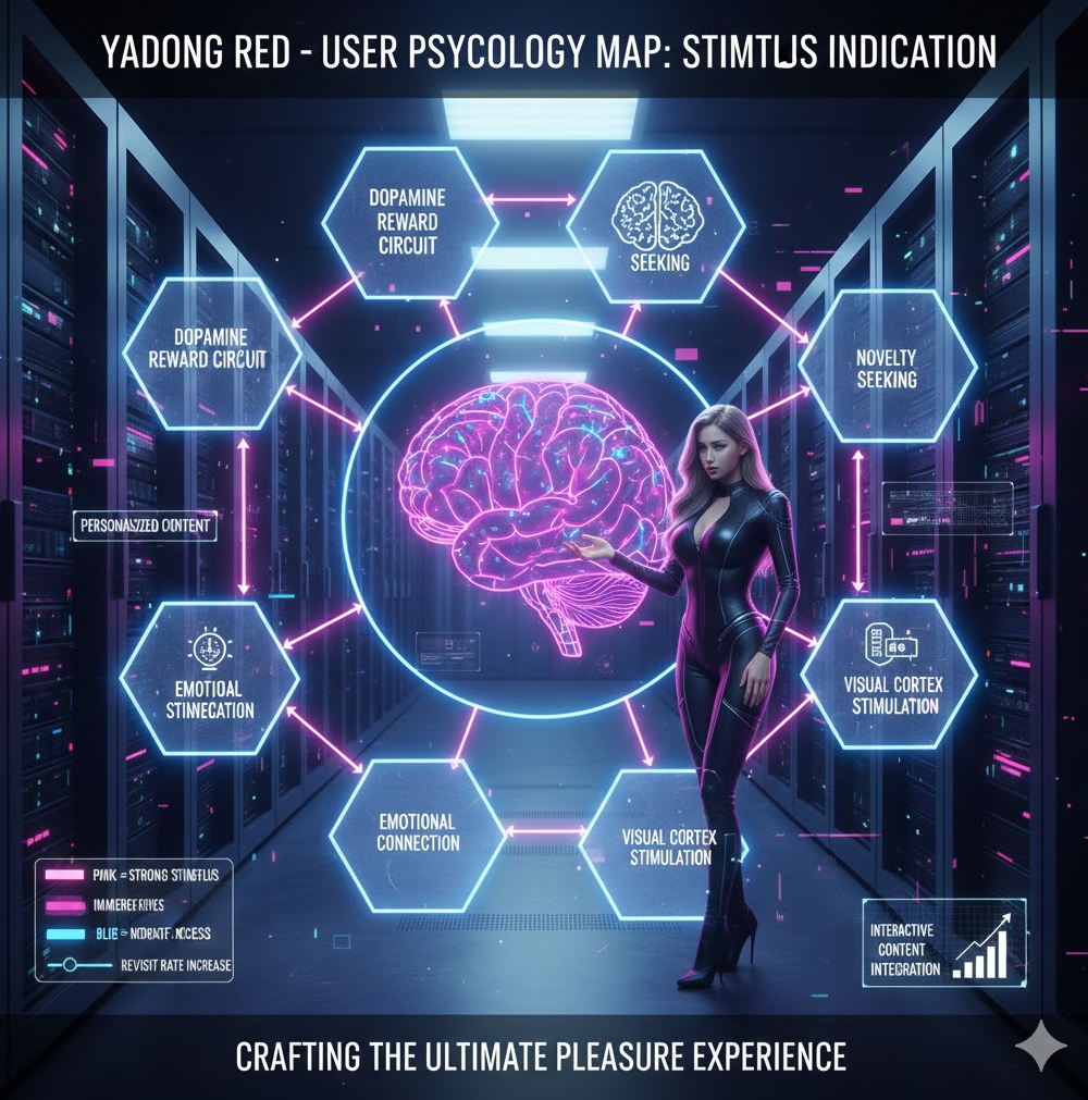 사용자 심리 맵(Psychology Map)은 도파민 보상 회로와 시각 피질 자극 등 콘텐츠가 심리에 미치는 영향을 체계적으로 도식화하고 있습니다.