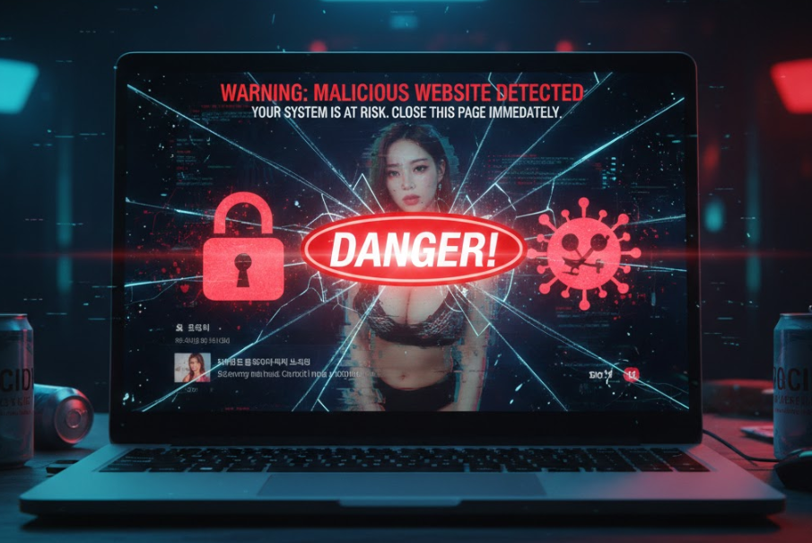 스마트폰 화면에 바이러스 경고창과 깨진 자물쇠, 빨간 “위험!” 아이콘 스마트폰 화면에 바이러스 경고창과 깨진 자물쇠, 빨간 “위험!” 아이콘