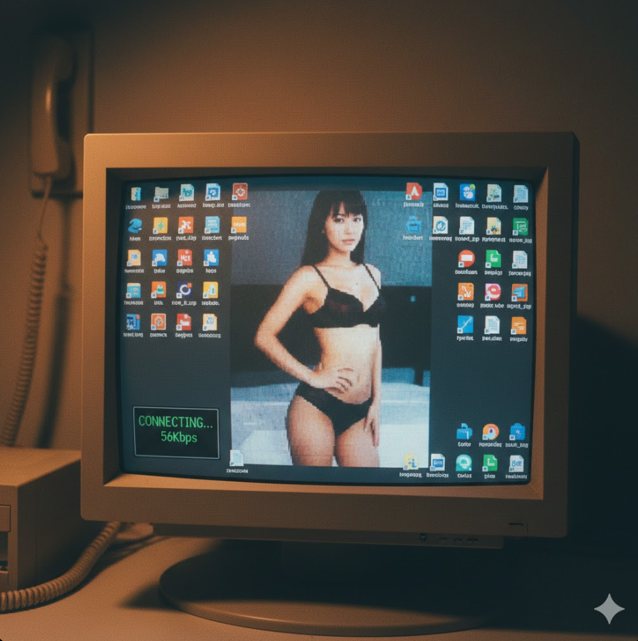 2000년대 초반 56K 모뎀 로딩 재현 이미지로,